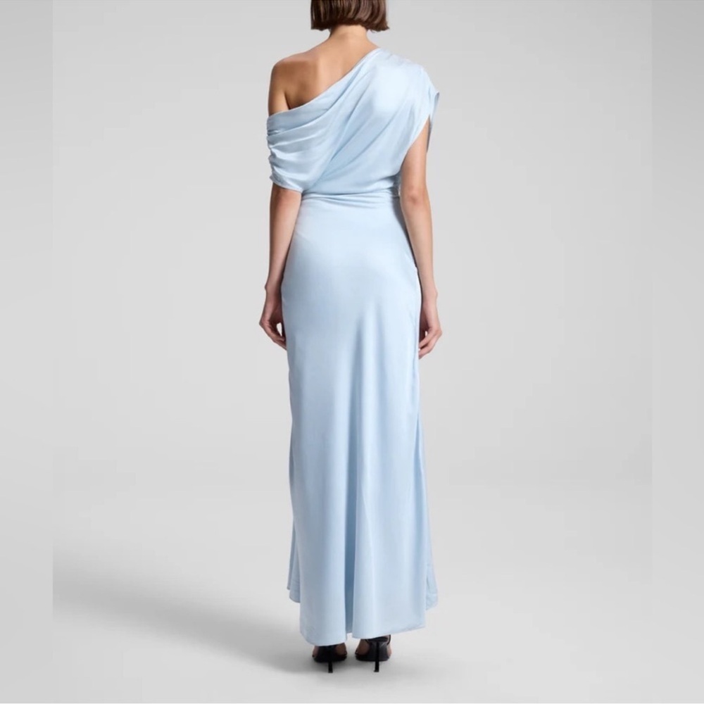 A.L.C. Pale Blue One-Shoulder Ruched Maxi Dress - Picture 4 of 14